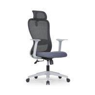 职员椅 高背职员椅 带头枕 灰框网布椅 广东ST网布办公椅