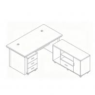 中班台 F5E实木中班桌 1.6/1.8/2.0 班台 WoSen颂典木饰面中班台