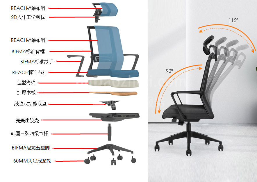 南京办公椅JD-HS11S3,南京网布办公椅